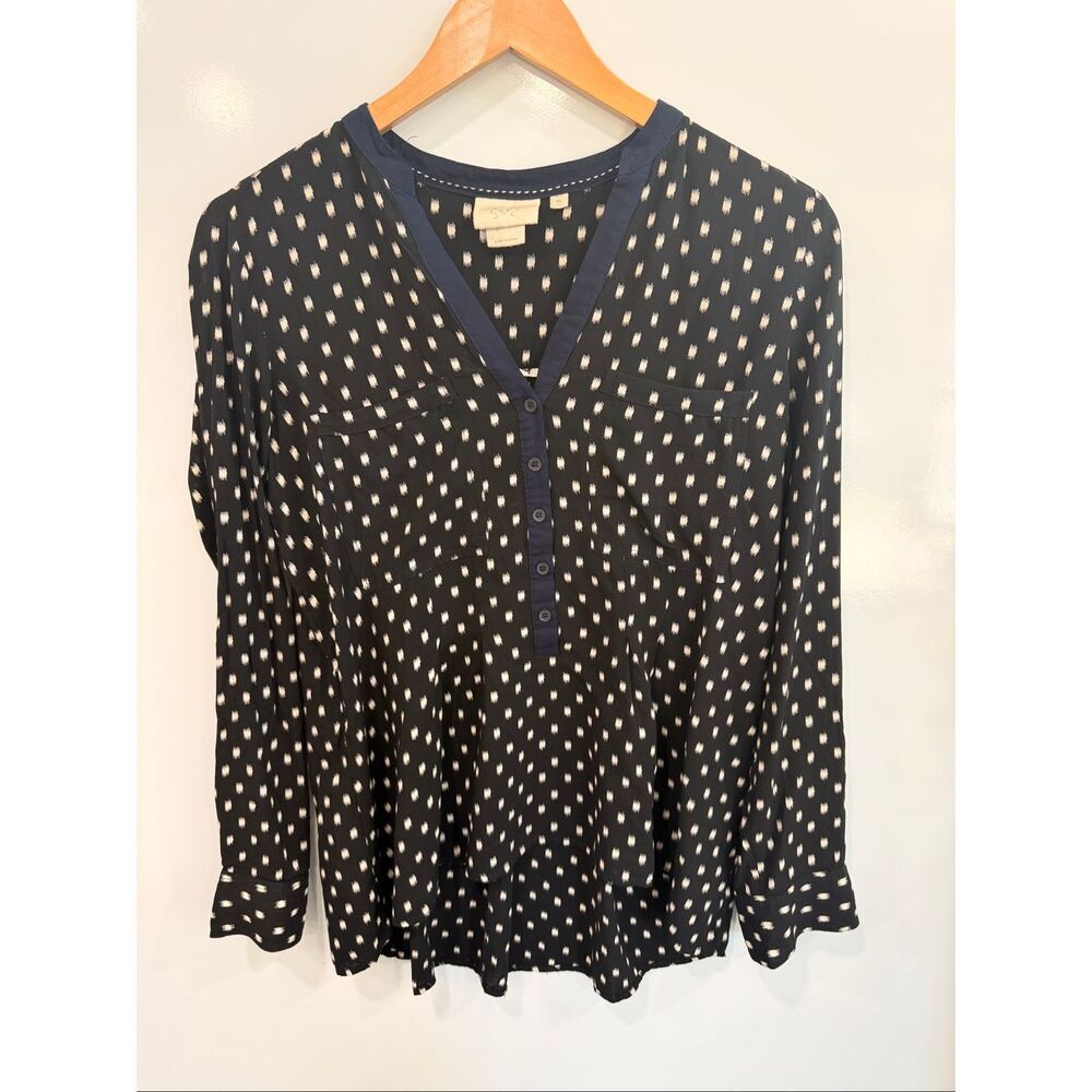 Anthropologie Vanessa Virginia Navy Print Top Size 6